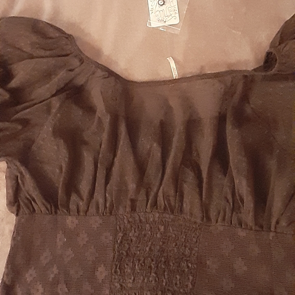 Free People Lace Crop Top w/ Puffy Sleeves - Picture 8 of 11